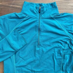 REI Co-Op 1/4 Zip Pullover Sweatshirt Womens M Teal Blue Baselayer Long Sleeve